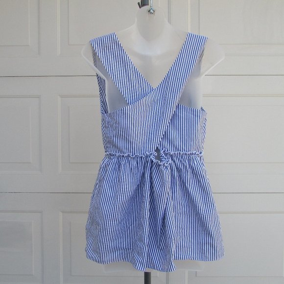 Banana Republic blue white cross back blouse M - Picture 8 of 8